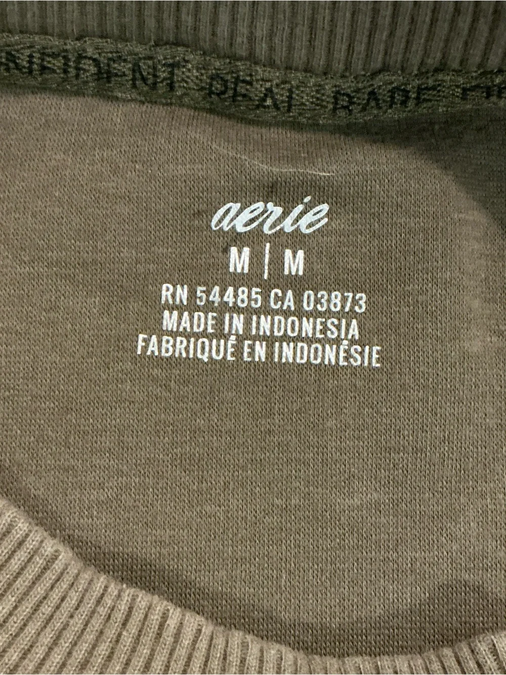 aerie Women’s Olive Oversized Cozy Distressed Crewneck Lightweight Sweatshirt